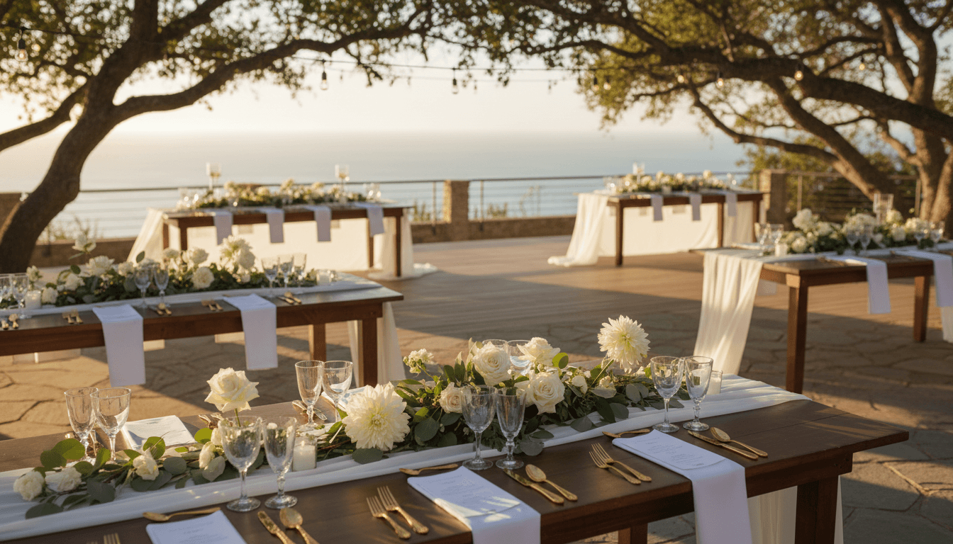Elegant outdoor terrace venue overlooking Santa Barbara coast