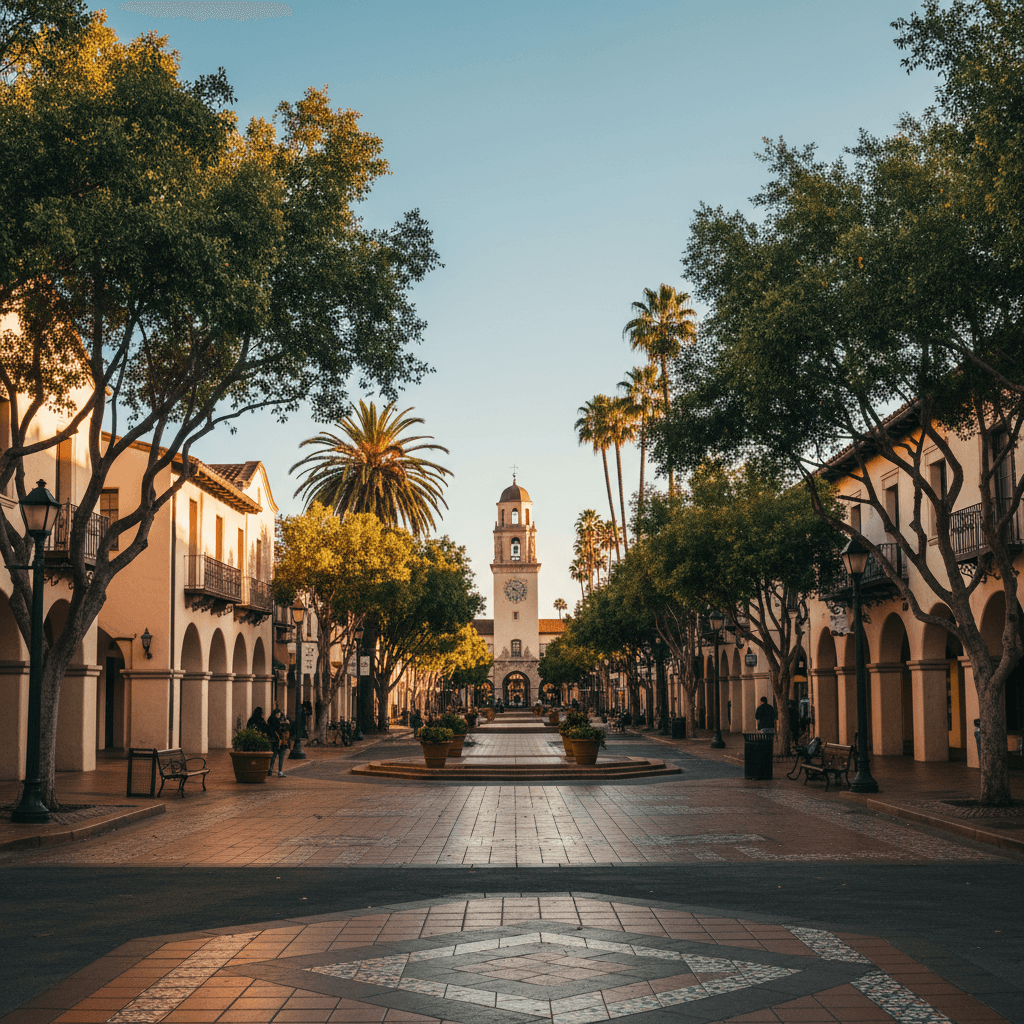 Santa Barbara downtown architecture with Spanish Colonial charm