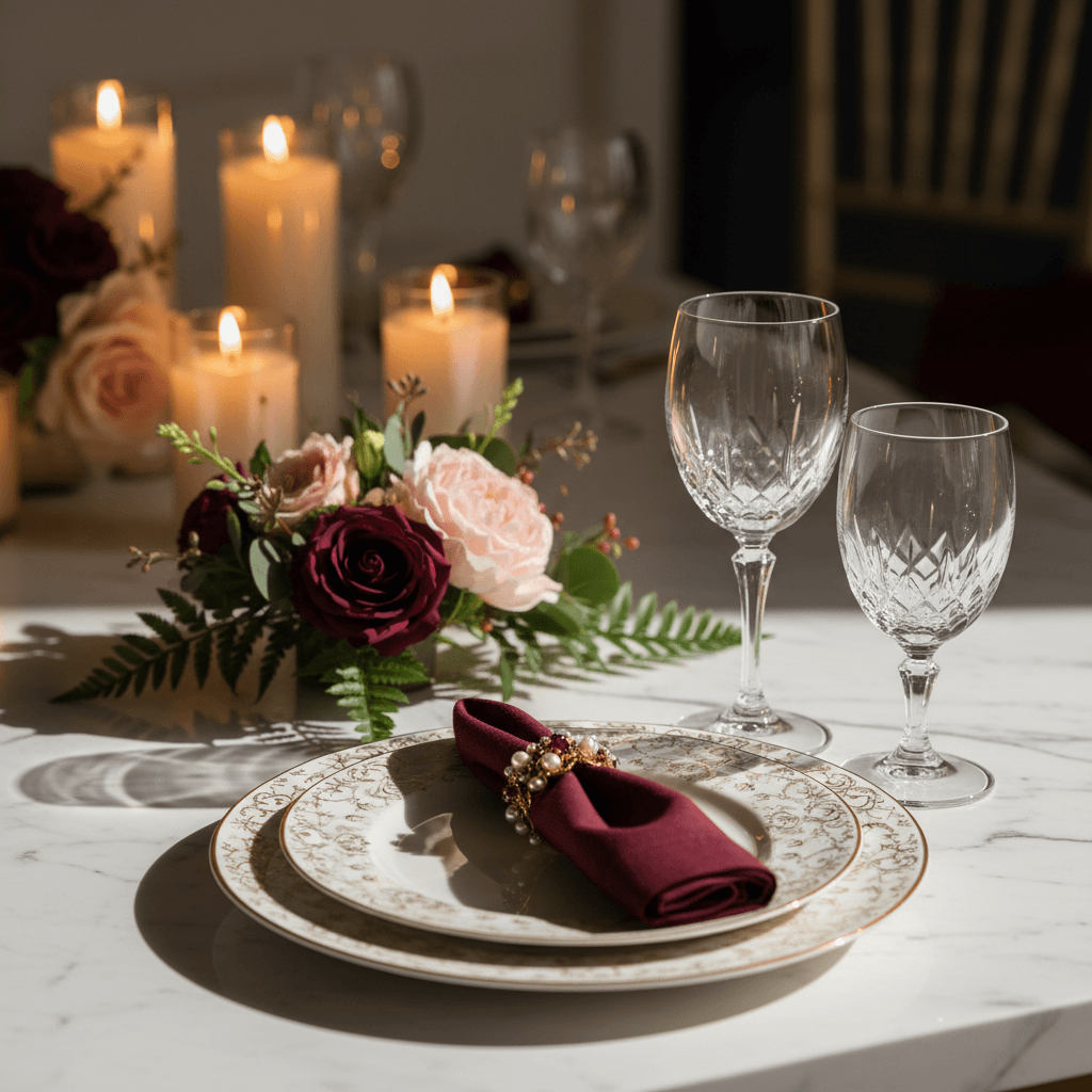 Elegant table setting with fine dining details