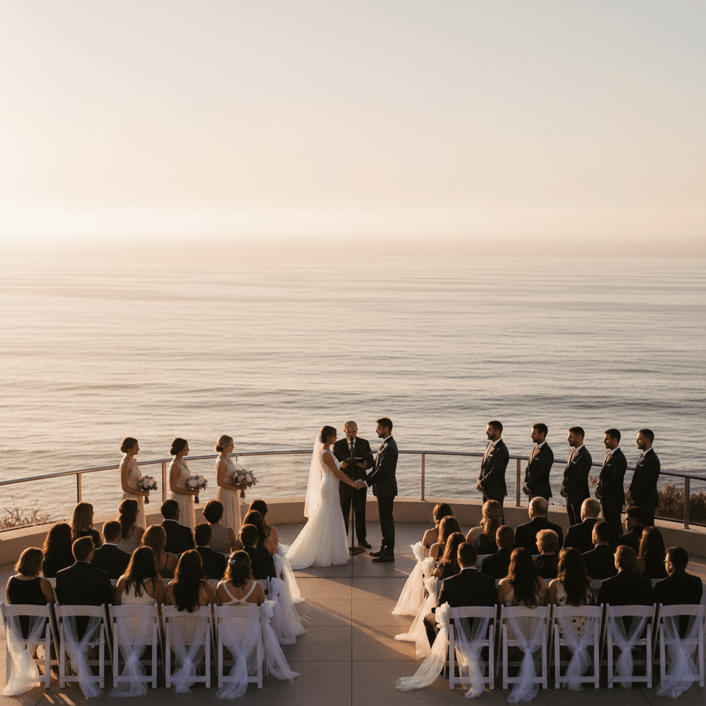 Clifftop wedding ceremony overlooking the Pacific