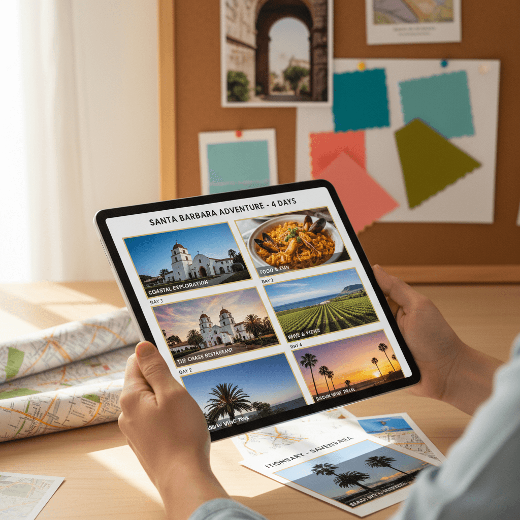 Digital itinerary showing curated Santa Barbara activities