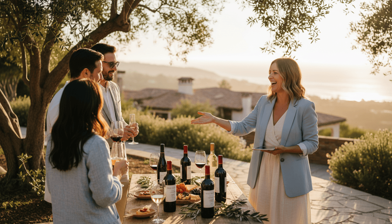 Event coordinator engaging with guests at a Santa Barbara celebration