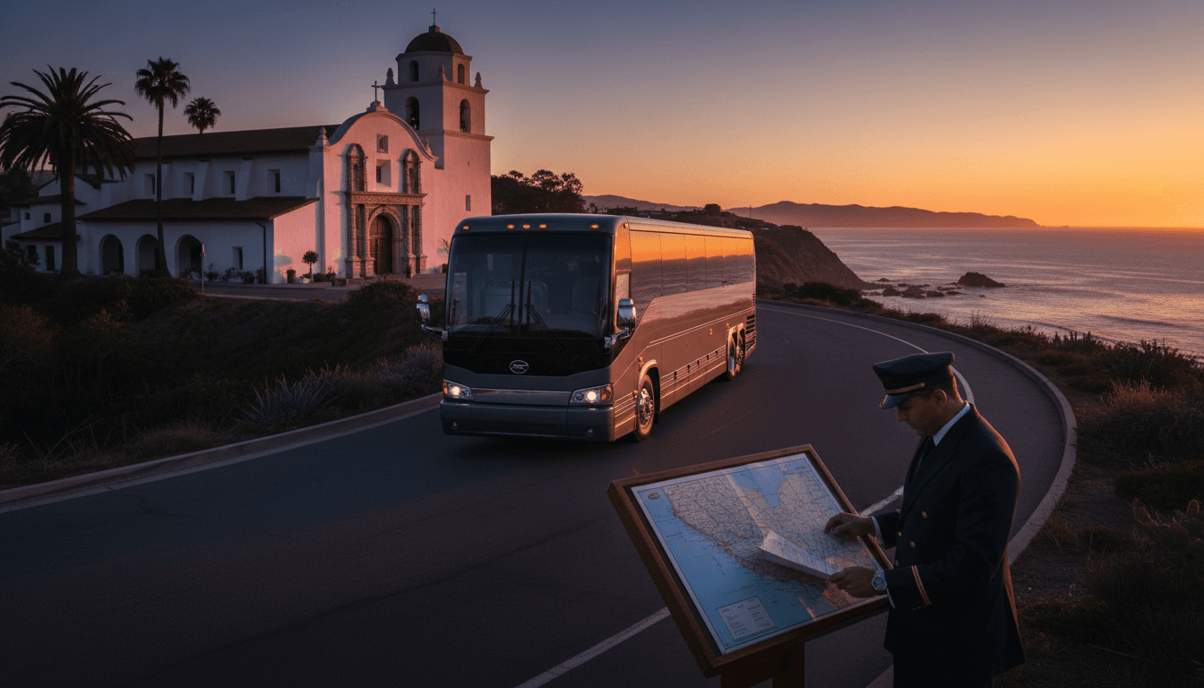 Professional transportation coordinator reviewing group logistics