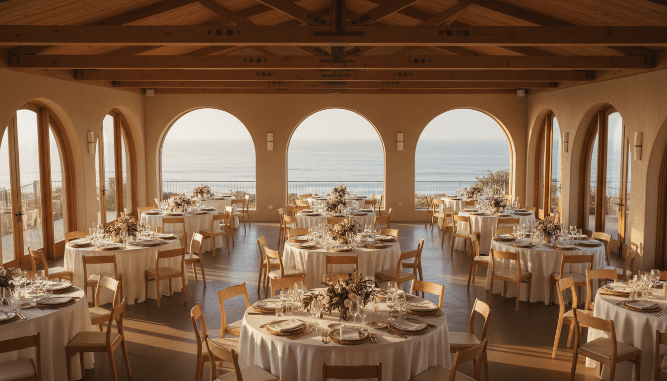 Elegant Santa Barbara venue with ocean views and candlelit tables