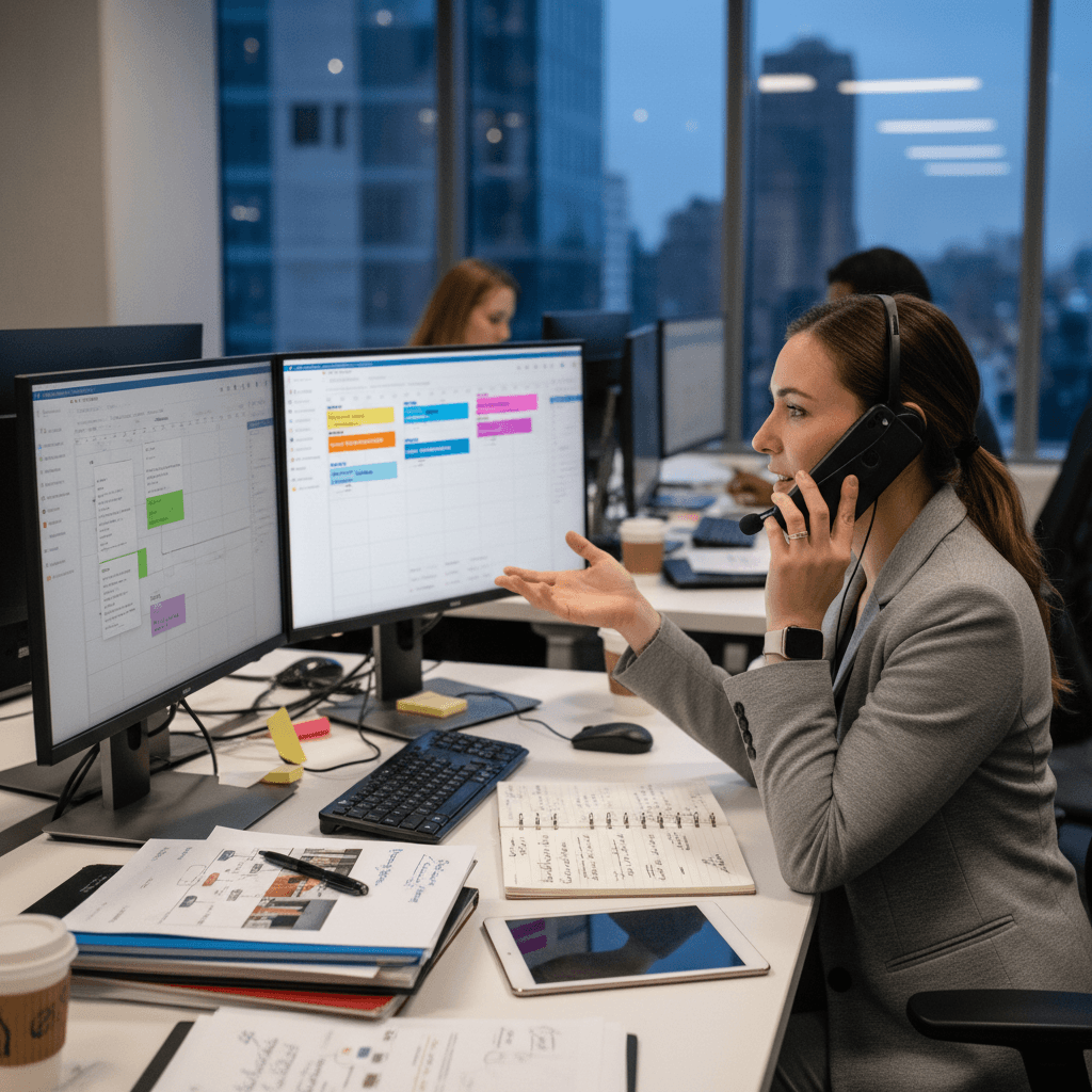 Travel manager handling group coordination