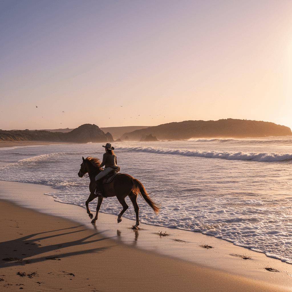 Horseback riding along the Los Cabos beach at sunset