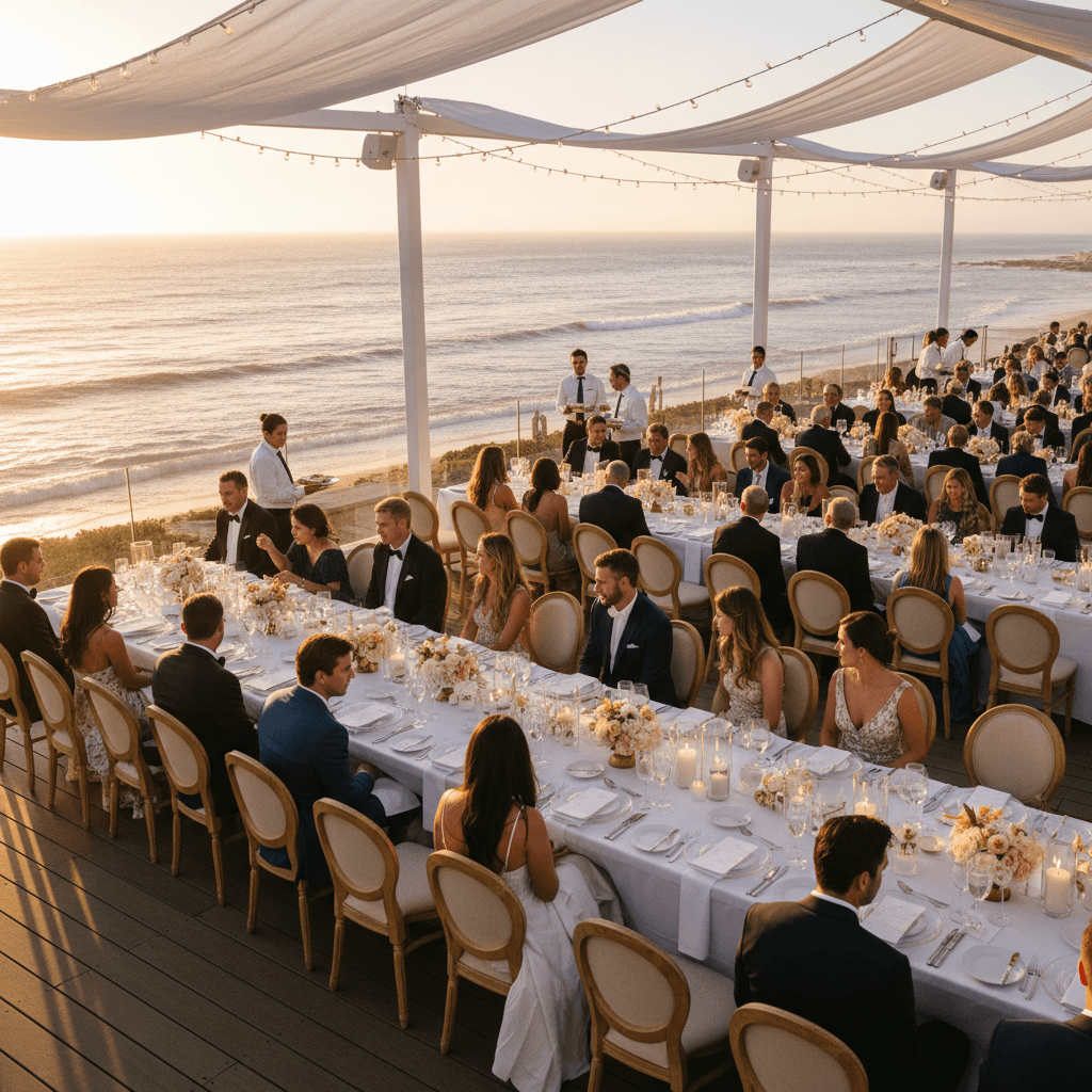Elegant beachside Santa Barbara venue setup